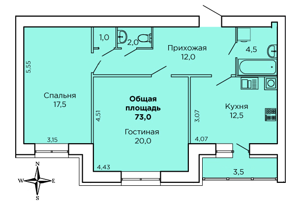 2-кімнатна 73 м² в ЖК Levanevsky від 17 900 грн/м², Миколаїв