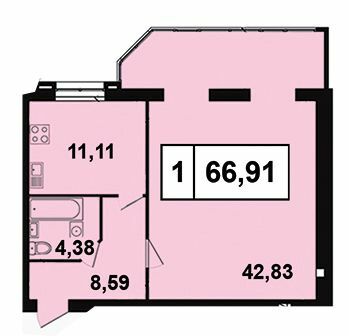 1-кімнатна 66.91 м² в ЖК Грандбуд від 14 500 грн/м², Миколаїв