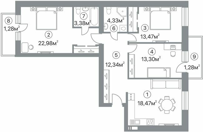 3-кімнатна 90.83 м² в ЖК Оскар від 36 950 грн/м², Полтава