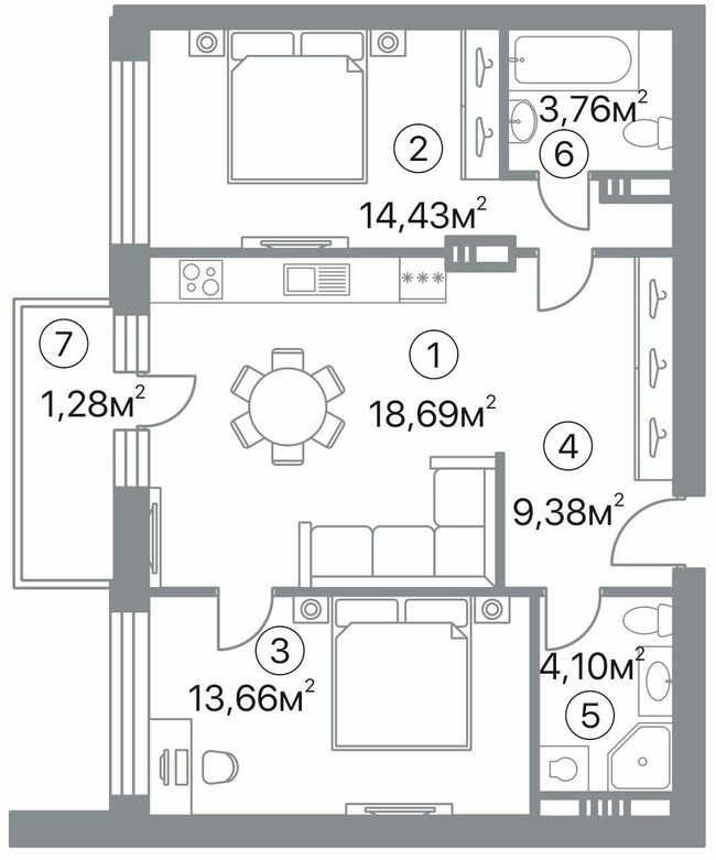 2-комнатная 65.3 м² в ЖК Оскар от 32 000 грн/м², Полтава