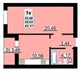 1-кімнатна 42.11 м² в ЖК Лизурний від 18 500 грн/м², Полтава