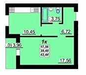 1-кімнатна 42.44 м² в ЖК Лизурний від 18 500 грн/м², Полтава