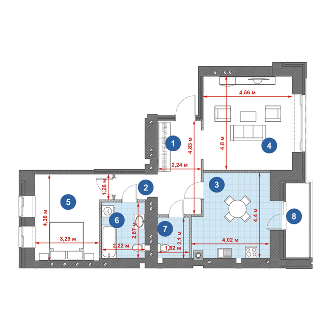 2-кімнатна 78.99 м² в ЖК Central Park від 20 650 грн/м², м. Кременчук