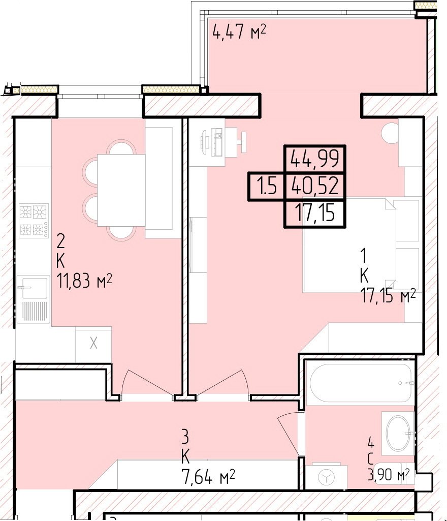 1-комнатная 44.99 м² в ЖК по пров. Героїв Бреста от 14 000 грн/м², г. Кременчуг