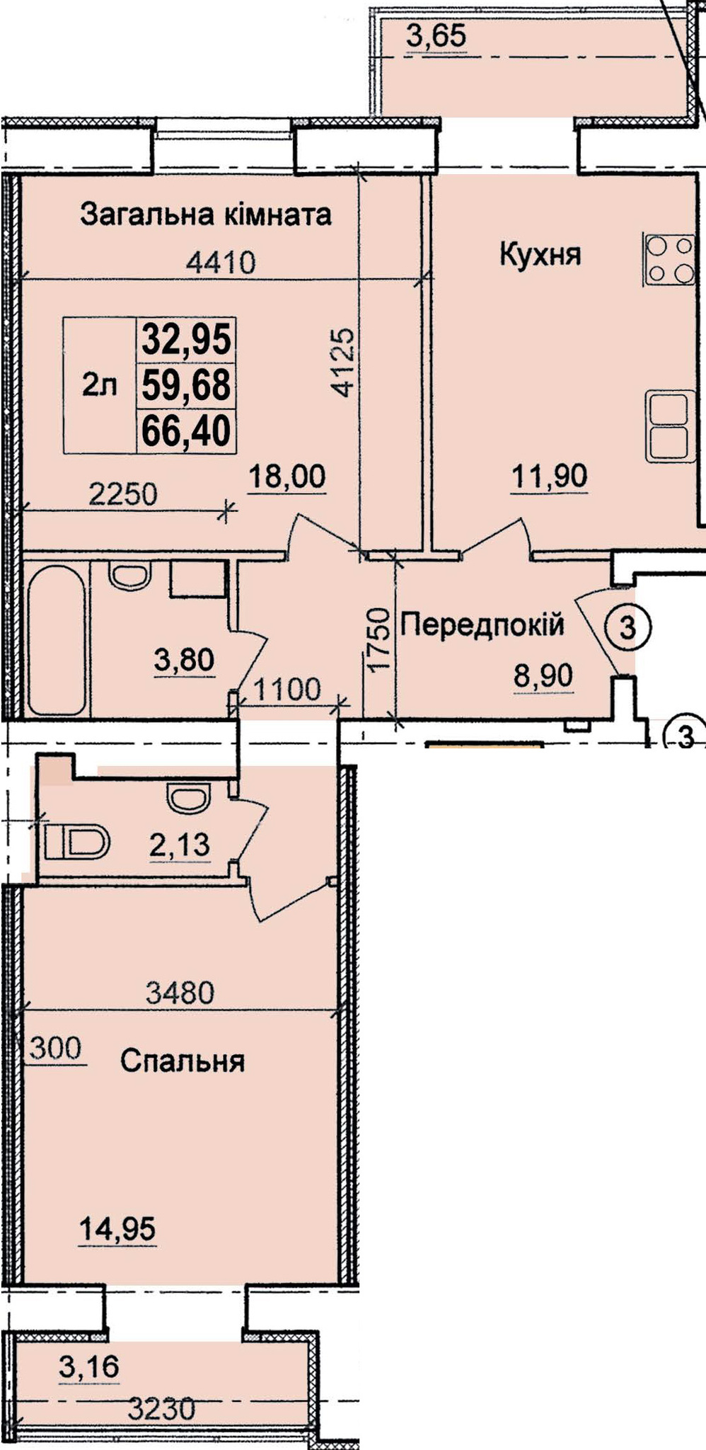 2-комнатная 66.4 м² в ЖК по пер. Олега Кошевого, 12 от 13 000 грн/м², г. Кременчуг