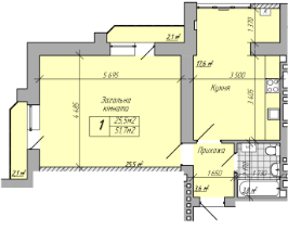 1-комнатная 51.7 м² в ЖК на ул. Лейтенанта Покладова, 29 от 13 500 грн/м², г. Кременчуг