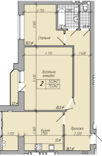 3-комнатная 73.9 м² в ЖК на ул. Лейтенанта Покладова, 29 от 13 500 грн/м², г. Кременчуг