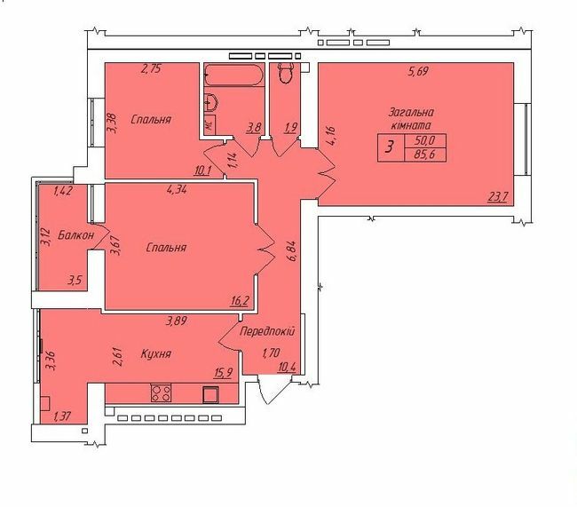 3-комнатная 85.6 м² в ЖК Центральный от 13 500 грн/м², г. Кременчуг