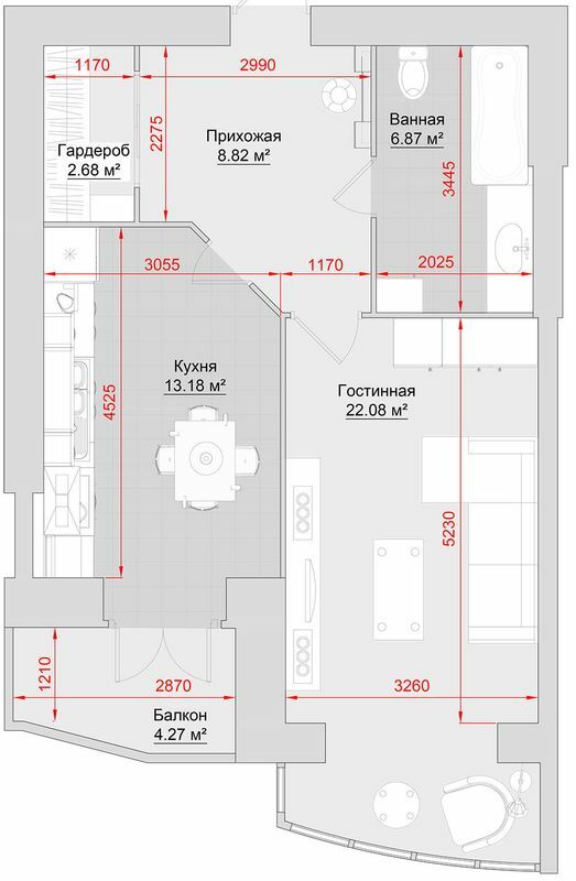 1-комнатная 58 м² в ЖК на ул. Троицкая, 74 от 18 650 грн/м², г. Кременчуг