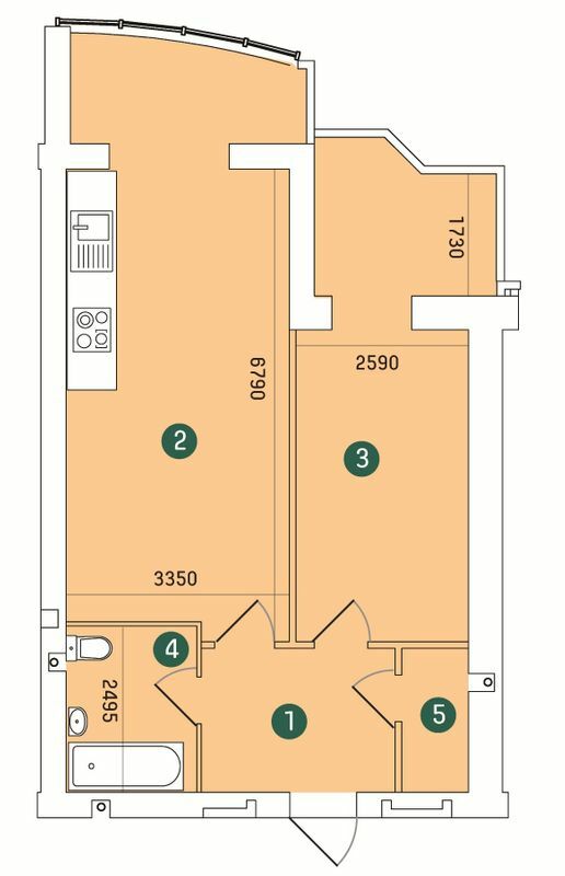 1-комнатная 60.41 м² в ЖК Заречный от 12 900 грн/м², Сумы