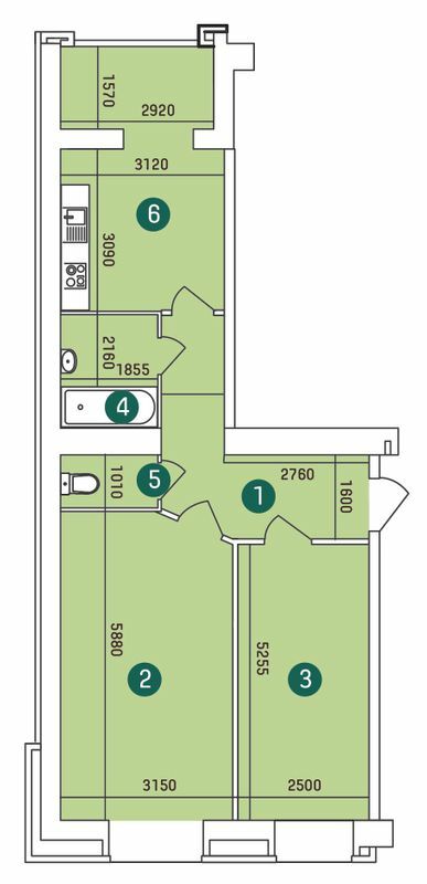 2-комнатная 61.67 м² в ЖК Заречный от 12 900 грн/м², Сумы