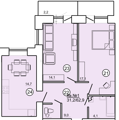 2-комнатная 62.9 м² в ЖК на ул. Данила Апостола, 19 от 14 000 грн/м², г. Миргород