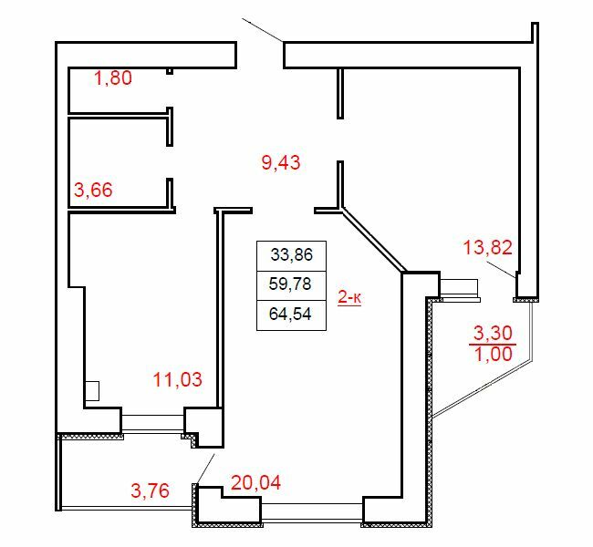 2-комнатная 64.54 м² в ЖК Остров от 13 000 грн/м², г. Миргород