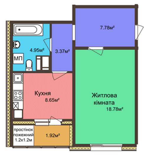 1-комнатная 45.45 м² в ЖК на вул. Колективна, 4/1 от 16 500 грн/м², Полтава