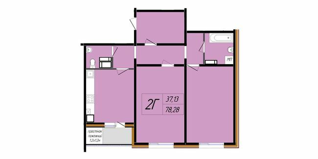 2-комнатная 78.28 м² в ЖК Затишний от 16 800 грн/м², Полтава