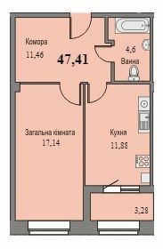 1-комнатная 47.41 м² в ЖК Парковый от 11 500 грн/м², г. Ромны