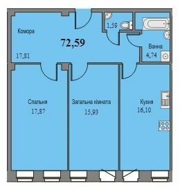 2-кімнатна 72.59 м² в ЖК Парковий від 11 500 грн/м², м. Ромни