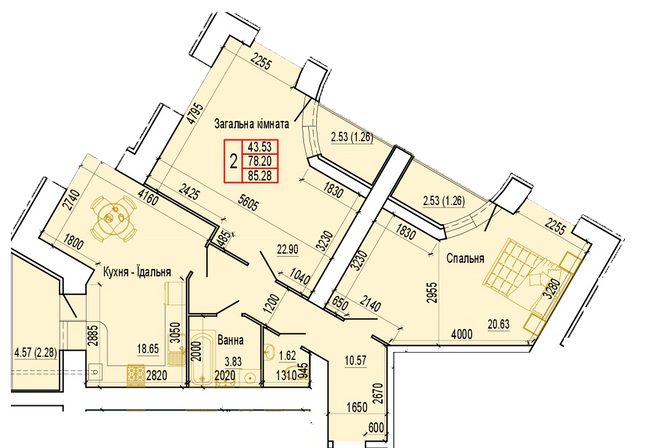 2-комнатная 85.28 м² в ЖК Эверест от 14 000 грн/м², Сумы