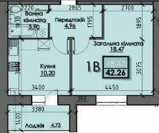 1-кімнатна 42.26 м² в ЖК Iceberg від 13 200 грн/м², Суми