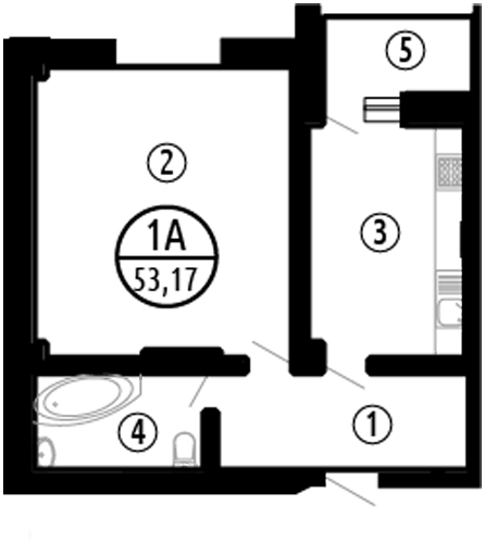 1-комнатная 53.17 м² в ЖК Парковий от 28 900 грн/м², Полтава