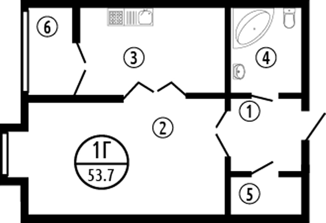 1-комнатная 53.7 м² в ЖК Парковий от 28 900 грн/м², Полтава