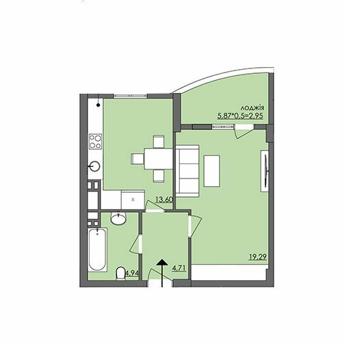 1-комнатная 45.5 м² в ЖК Плаза Квартал от 18 450 грн/м², Херсон