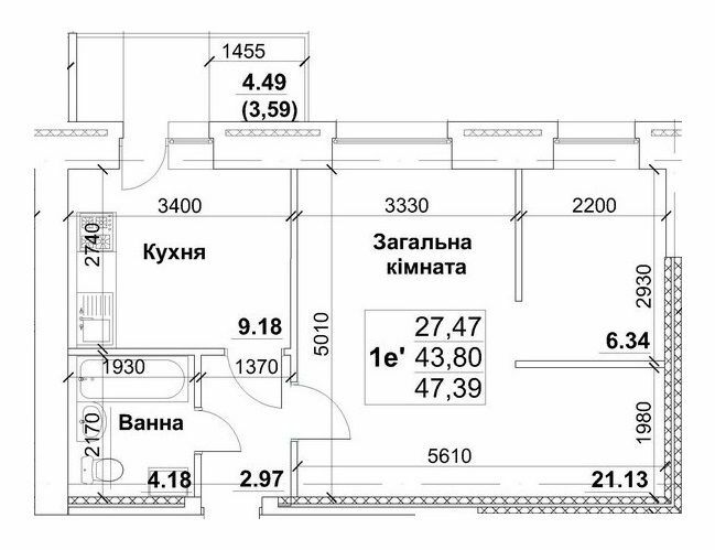 1-комнатная 47.39 м² в ЖК на ул. Интернационалистов, 35/1-35/5 от 11 100 грн/м², Сумы