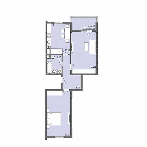 2-кімнатна 72.9 м² в ЖК Плаза Квартал від 19 850 грн/м², Херсон