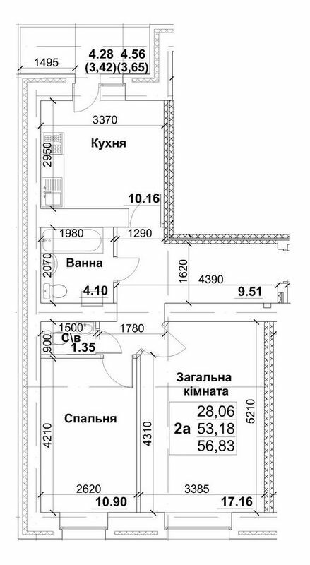 2-кімнатна 56.83 м² в ЖК на вул. Інтернаціоналістів, 35/1-35/5 від 11 100 грн/м², Суми