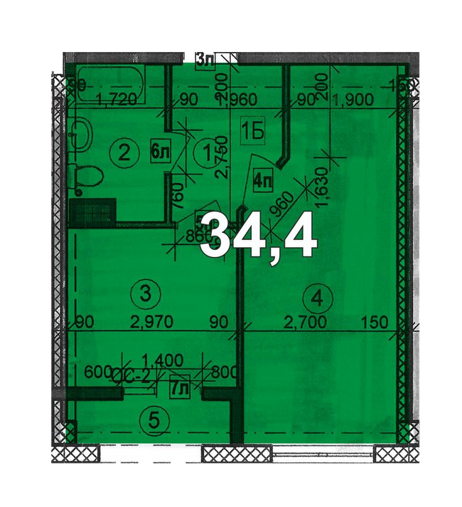 1-кімнатна 34.4 м² в ЖК Сонячний Острів від 12 950 грн/м², Херсон