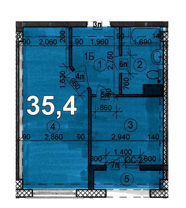 1-комнатная 35.4 м² в ЖК Солнечный Остров от 12 950 грн/м², Херсон