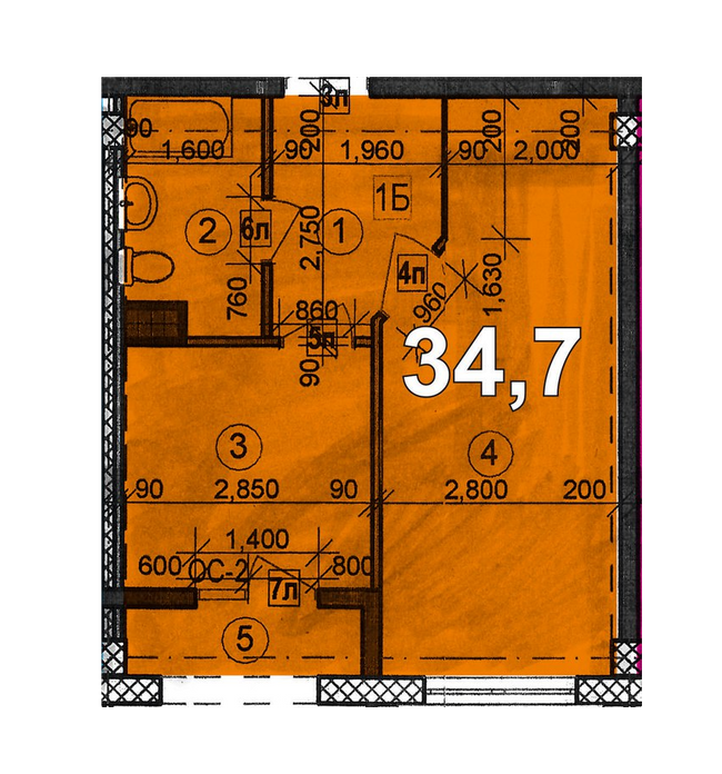 1-кімнатна 34.7 м² в ЖК Сонячний Острів від 12 950 грн/м², Херсон