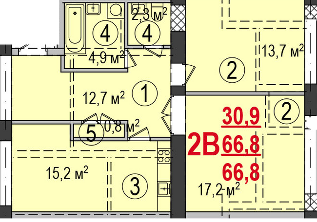 2-кімнатна 66.8 м² в ЖК Парк Стоун від 12 800 грн/м², Херсон