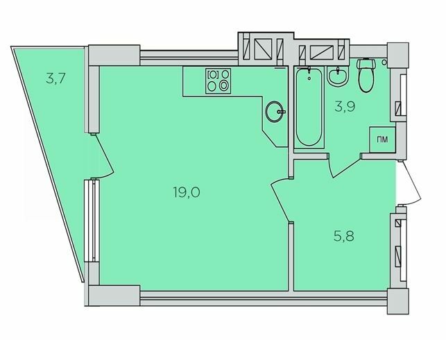 1-комнатная 29.8 м² в ЖК 360 от застройщика, Ровно