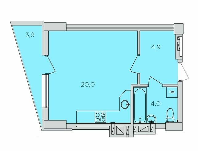 1-кімнатна 30.1 м² в ЖК 360 від забудовника, Рівне