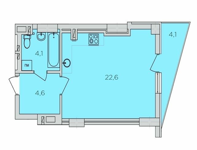 1-кімнатна 32.2 м² в ЖК 360 від забудовника, Рівне