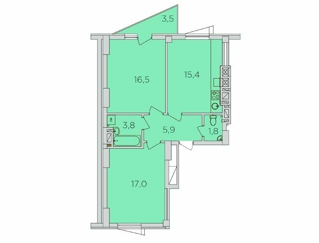 2-кімнатна 61.4 м² в ЖК 360 від 19 600 грн/м², Рівне