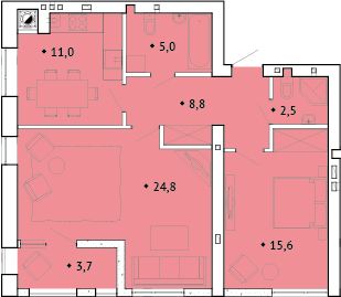 2-кімнатна 70 м² в ЖК Spectrum від 14 850 грн/м², Рівне