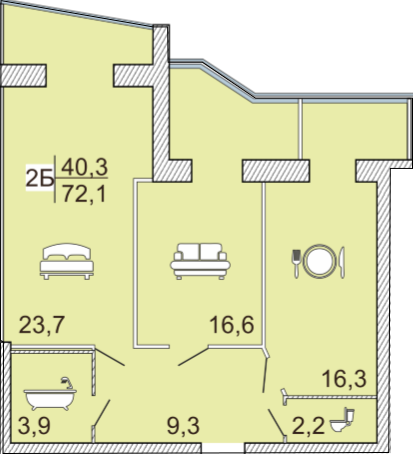 2-комнатная 72.1 м² в ЖК Сімейний Lux от 16 000 грн/м², Черкассы