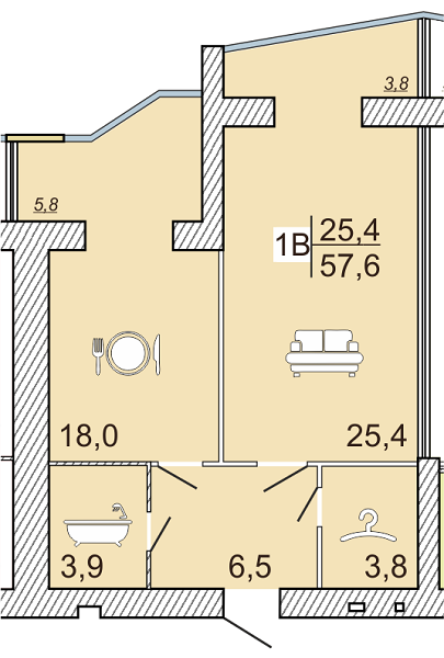 1-комнатная 57.6 м² в ЖК Сімейний Lux от 16 000 грн/м², Черкассы