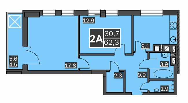 2-кімнатна 62.3 м² в ЖК Bridge Tower від 17 050 грн/м², Рівне