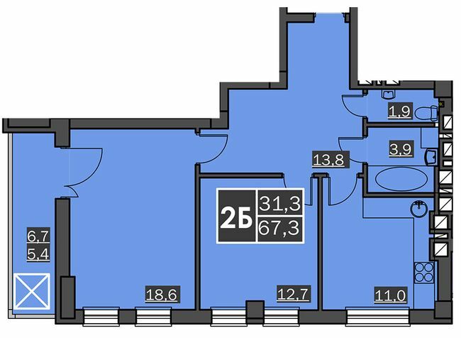 2-комнатная 67.3 м² в ЖК Bridge Tower от 19 800 грн/м², Ровно