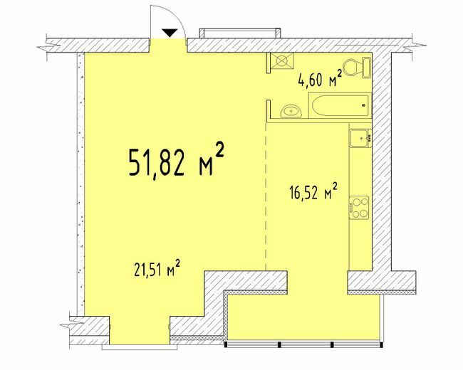 1-комнатная 52.82 м² в ЖК Графський от застройщика, Черкассы