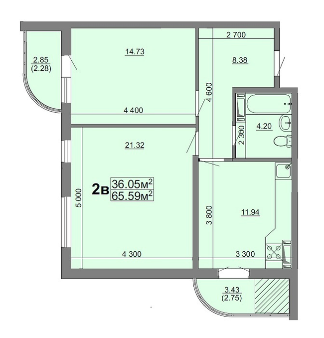 2-кімнатна 65.59 м² в ЖК вул. Припортова (Героїв Сталінграда), 22А від 13 500 грн/м², Черкаси