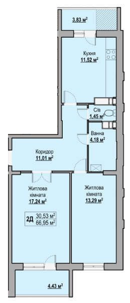 2-кімнатна 66.95 м² в ЖК на вул. Гоголя, 251 від 14 600 грн/м², Черкаси