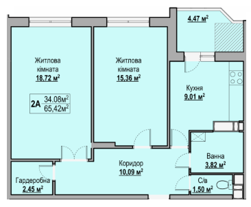 2-комнатная 65.42 м² в ЖК на вул. Гоголя, 251 от 14 600 грн/м², Черкассы