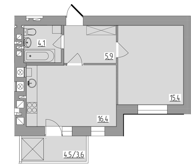 1-комнатная 45.4 м² в ЖК Королёва от 16 800 грн/м², Ровно