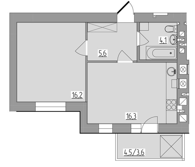 1-комнатная 45.8 м² в ЖК Королёва от 16 900 грн/м², Ровно