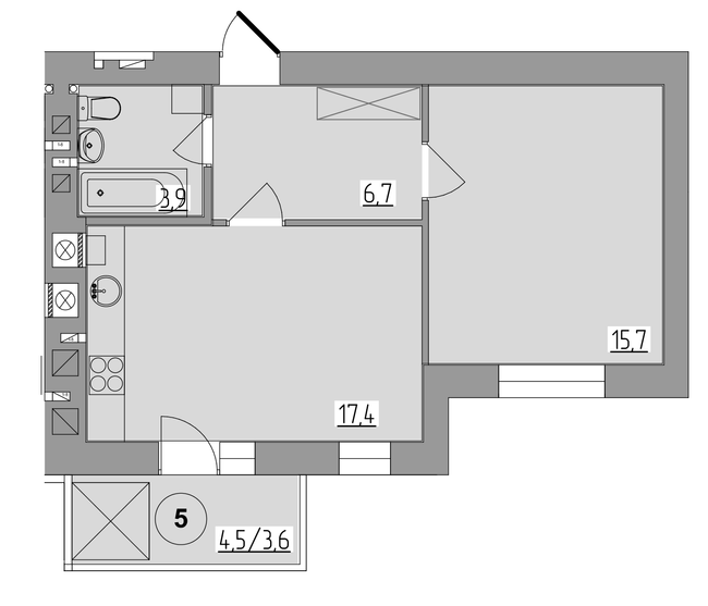 1-комнатная 47.4 м² в ЖК Королёва от 16 900 грн/м², Ровно