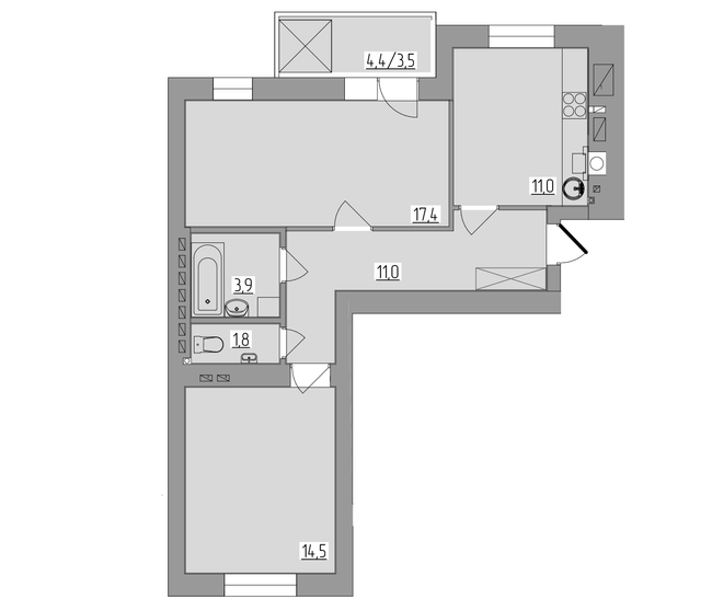 2-кімнатна 63.1 м² в ЖК Корольова від 16 800 грн/м², Рівне